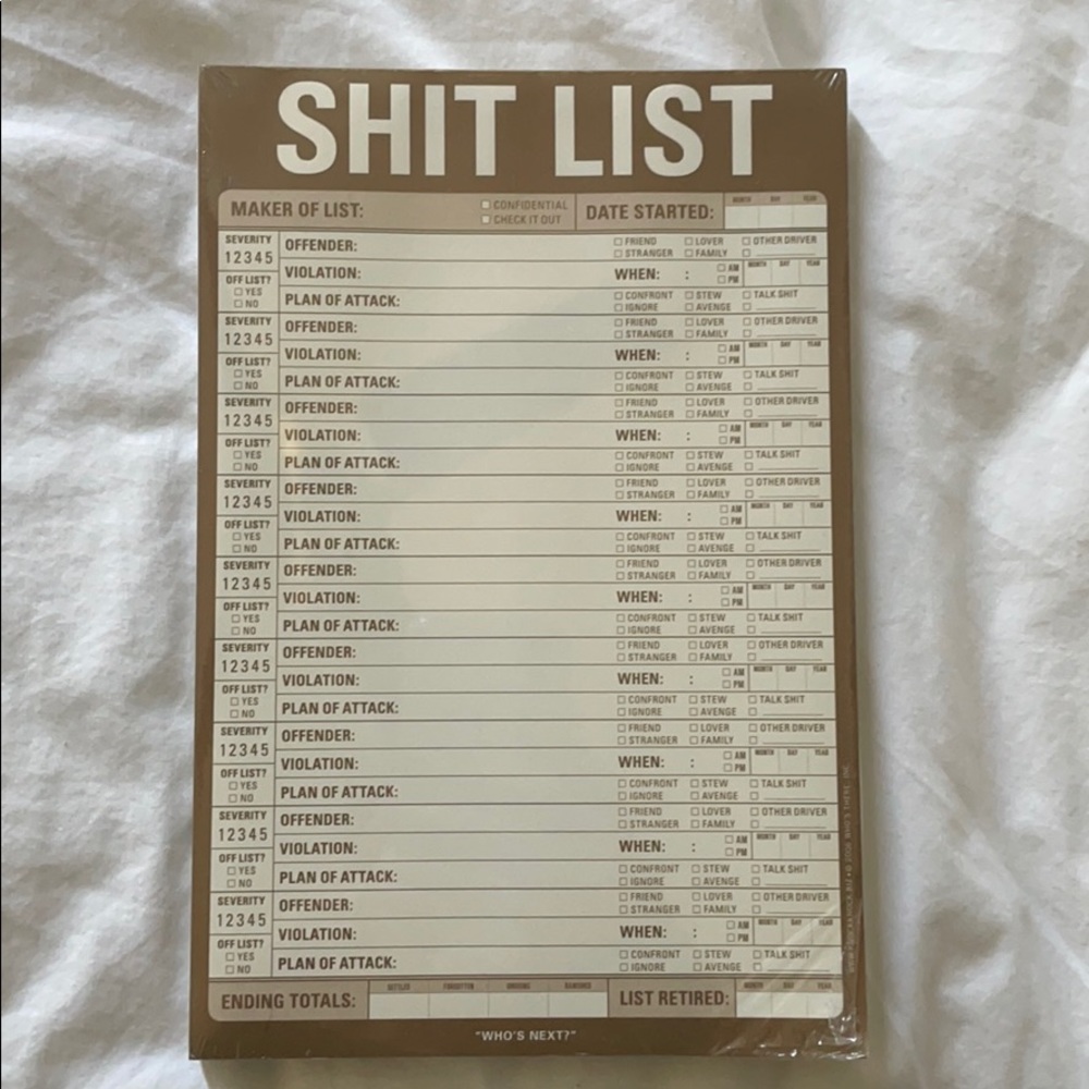Knock Knock “Shit List” Note Pad